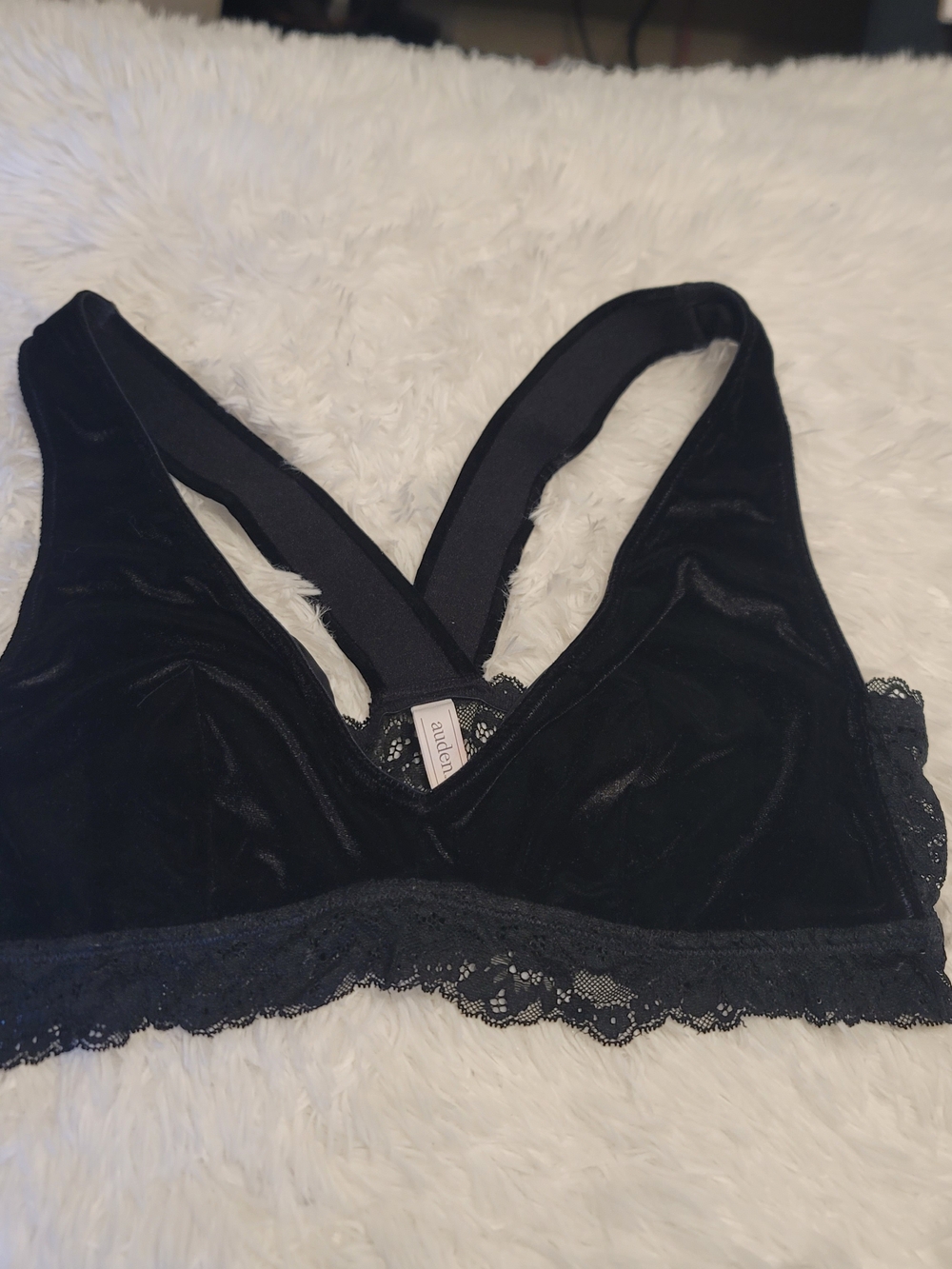 🔥3 For $25 Auden Black Velvet Lace Bralette Size XL